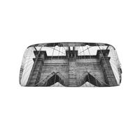 GBCDEDSL Brooklyn Bridge Trousse à crayons en cuir avec fermeture éclair tridimensionnelle en PVC Motif croix, Argenté., Taille unique, Sac à vêtements de voyage