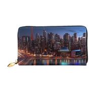 GBCDEDSL Cityscape Night Canada Portefeuille en cuir microfibre double face entièrement imprimé pour femme, Noir , Taille unique