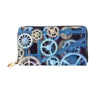 GBCDEDSL Clock Gears Portefeuille double face entièrement imprimé en cuir microfibre pour femme, Noir , Taille unique