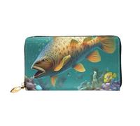 GBCDEDSL Colorful Fish Under The Sea Portefeuille en cuir microfibre double face entièrement imprimé pour femme, Noir , Taille unique