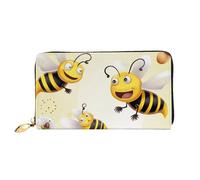 GBCDEDSL Flying Bees Portefeuille long en cuir microfibre imprimé double face pour femme, Noir , Taille unique