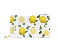 GBCDEDSL Fresh Tropical Lemons Portefeuille double face entièrement imprimé en cuir microfibre pour femme, Noir , Taille unique