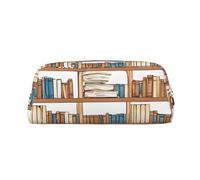 GBCDEDSL Funny Book Shelf Collection and Ladder Entièrement Imprimé PVC Motif Croix Cuir Fermeture Éclair Tridimensionnelle Trousse à crayons Étudiant Trousse à crayons, doré, Taille unique, Sac à