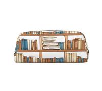 GBCDEDSL Funny Book Shelf Collection and Ladder Entièrement Imprimé PVC Motif Croix Cuir Fermeture Éclair Tridimensionnelle Trousse à crayons Étudiant Trousse à crayons, Argenté., Taille unique, Sac à