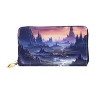 GBCDEDSL Galaxy Stars Hills Portefeuille en cuir microfibre double face entièrement imprimé pour femme, Noir , Taille unique