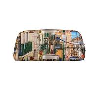 GBCDEDSL Lisbon Tram Trousse à crayons en cuir avec fermeture éclair tridimensionnelle Motif croix en PVC, doré, Taille unique, Sac à vêtements de voyage