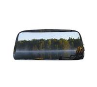 GBCDEDSL Morning at The Lake Trousse à crayons en cuir avec fermeture éclair tridimensionnelle en PVC Motif croix, Argenté., Taille unique, Sac à vêtements de voyage