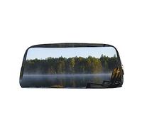 GBCDEDSL Morning at The Lake Trousse à crayons en cuir avec fermeture éclair tridimensionnelle en PVC Motif croix, doré, Taille unique, Sac à vêtements de voyage