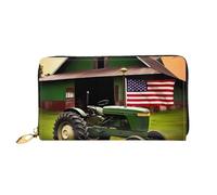 GBCDEDSL Old Tractor Photo Farm Portefeuille double face entièrement imprimé en cuir microfibre pour femme, Noir , Taille unique