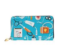 GBCDEDSL Portefeuille long en cuir microfibre imprimé double face motif dessin animé médecine pour femme, Noir , Taille unique