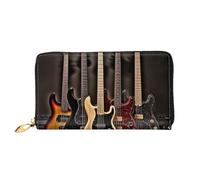 GBCDEDSL Portefeuille long en cuir microfibre imprimé double face pour guitare basse instruments de musique pour femme, Noir , Taille unique