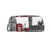 GBCDEDSL Red Phone Booth London Street Trousse à crayons en cuir avec fermeture éclair tridimensionnelle en PVC Motif croix, doré, Taille unique, Sac à vêtements de voyage