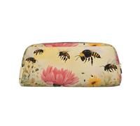 GBCDEDSL Rural Bees Trousse à crayons en cuir avec fermeture éclair tridimensionnelle en PVC Motif croix, Argenté., Taille unique, Sac à vêtements de voyage