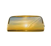GBCDEDSL Sunrise Horizon Trousse à crayons en cuir avec fermeture éclair tridimensionnelle en PVC Motif croix, doré, Taille unique, Sac à vêtements de voyage