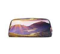 GBCDEDSL Sunshine in Mountains Trousse à crayons en cuir avec fermeture éclair tridimensionnelle en PVC Motif croix, doré, Taille unique, Sac à vêtements de voyage