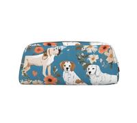 GBCDEDSL Sweet Basset Hound Florals Trousse à crayons en cuir avec fermeture éclair tridimensionnelle en PVC Motif croix, doré, Taille unique, Sac à vêtements de voyage