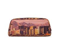 GBCDEDSL Trousse à crayons en cuir avec fermeture éclair 3D Motif Las Vegas Sunset, doré, Taille unique, Sac à vêtements de voyage