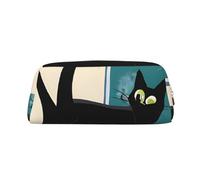 GBCDEDSL Trousse à crayons en cuir avec fermeture éclair tridimensionnelle en PVC imprimé chat art moderne milieu du siècle, doré, Taille unique, Sac à vêtements de voyage