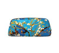 GBCDEDSL Trousse à crayons en cuir avec fermeture éclair tridimensionnelle en PVC imprimé en forme de fleur d'amandier, doré, Taille unique, Sac à vêtements de voyage