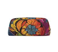 GBCDEDSL Trousse à crayons en cuir avec fermeture éclair tridimensionnelle en PVC imprimé en forme de fleur vitrail entièrement imprimé, doré, Taille unique, Sac à vêtements de voyage