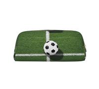 GBCDEDSL Trousse à crayons en cuir avec fermeture éclair tridimensionnelle en PVC imprimé imprimé football vert, doré, Taille unique, Sac à vêtements de voyage