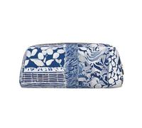 GBCDEDSL Trousse à crayons tridimensionnelle bleue polynésienne avec motif tridimensionnel en cuir et PVC entièrement imprimé en forme de croix, doré, Taille unique, Sac à vêtements de voyage