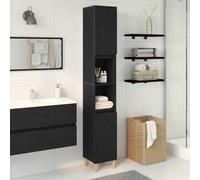 GBCDSWBR Armoire de salle de bain 30 x 30 x 190 cm. Armoire haute en bois | Bois robuste, 6 compartiments spacieux, pieds élégants du milieu du siècle