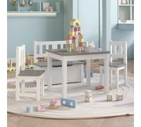 GBCDSWBR Ensemble de 4 sièges pour enfants, table 2 chaises, banc, MDF | Bords arrondis, espace de rangement intégré, utilisation polyvalente