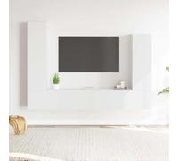 GBCDSWBR Lot de 4 meubles TV muraux avec console multimédia Blanc | Design peu encombrant, beaucoup d'espace de rangement, aspect flottant, fixation murale facile