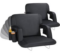Gbekery Lot de 2 sièges de stade extra larges avec soutien dorsal, chaises de blanchiment rembourrées avec dossier et coussin, 6 positions inclinables, 2 crochets de blanchiment en acier, poches