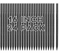Gbekery Lot de 24 piquets d'armature de 40,6 cm avec extrémités biseautées pour bois, béton, support de plantes, tentes de camping, piquets de jardin de 0,9 cm d'épaisseur, noir