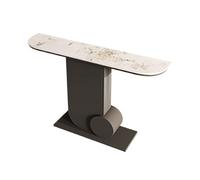 GBEVAUEIO Industriel Table Console avec Plateau en Faux marbre, Table d'entrée Moderne avec Base en métal for Salon, Table d'appoint de canapé Moderne, Table Console TV pour Bureau(Noir,Moyen)
