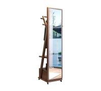 GBEVAUEIO Intérieur Cintre de Miroir Mobile Rotatif sur Toute la Longueur, Porte-Manteau Multifonctionnel sur Pied, Porte-Manteau en Bois Massif for Chambre à Coucher, Miroir de Dressing Décoration