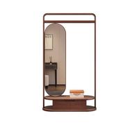 GBEVAUEIO Intérieur Porte-Manteau en Bois Massif, Cintre for vêtements au Sol, Miroir de Dressing, entrée, Miroir Complet du Corps, Porte-vêtements, Chambre à Coucher, Salon Décoration(Walnut,Petit)