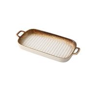 GBEVAUEIO Lasagnes Grand plat de cuisson rectangulaire 30,6 cm, en céramique, for la cuisine et un usage quotidien, compatible four micro-ondes pour Tartes(Blanc)