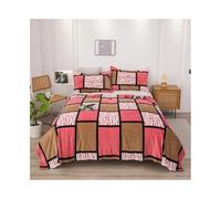 GBEVAUEIO Luxe Couverture Polaire à Rayures, Motif géométrique Abstrait Moderne, Chaude et Confortable, sans taie d'oreiller Literie(Pink,150x200cm)