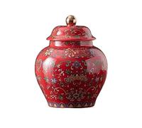 GBEVAUEIO Sucre Boîte à thé en émail classique de luxe, grand pot scellage for noir et vert, stockage domestique pour graines(Red)