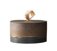 GBEVAUEIO Sucre Boîte à thé en poterie brute avec couvercle et poignée de transport, style vintage, scellée pour graines(Gold)