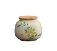 GBEVAUEIO Sucre Boîte à thé peinte la main, récipient de rangement en céramique for maison, petite boîte portable pour graines(Green)