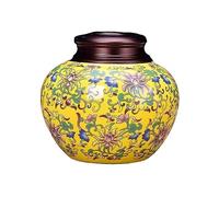 GBEVAUEIO Sucre Boîtes à thé peintes en céramique émaillée de haute qualité, couvercle métallique, pot stockage scellé, boîtes vides porcelaine for la maison pour graines(Yellow)