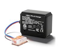 Gbformat 60W USB Type C Power Only for USB C Tablets as Pad, Alimentation Encastrée pour Tablette USBC Murale avec Auto-négociation pour boîte de jonction 86 x 86 mm（Double Type-C）