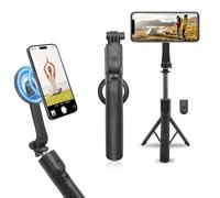 Gbformat Magnétique Perche à Selfie & Trepied Smartphone avec Télécommande Amovible et Anneau Magnétique, Support de Téléphone Extensible à Rotation 360° Compatible avec iOS, Android