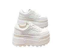 GBGRHM Baskets épaisses pour femme - 7,6 cm - Tendance - Décontractée - Confortable - Pour la marche, blanc, 37.5 EU