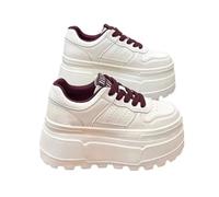 GBGRHM Baskets épaisses pour femme - 7,6 cm - Tendance - Décontractée - Confortable - Pour la marche, Blanc/rouge, 37.5 EU