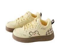 GBGRHM Bear Y2K Baskets d'hiver à plateforme pour femme avec doublure en fourrure chaude et confortable, jaune, 37.5 EU