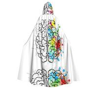gbhJGK Cape d'Halloween à capuche - Adulte Unisexe Géométrie Cerveau Image avec impression scientifique Cosplay Robe pour sorcière, Jedi, Magicien, Magicien