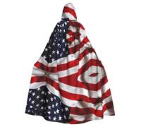 gbhJGK Cape d'Halloween à capuche - Adulte Unisexe - Imprimé drapeau américain - Cosplay robe pour sorcière, jedi, magicien, magicien