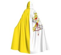 gbhJGK Cape d'Halloween à capuche - Adulte unisexe - Imprimé drapeau du Vatican - Cosplay robe pour sorcière, jedi, magicien