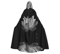 gbhJGK Cape d'Halloween à capuche - Adulte unisexe - Noir et blanc - Imprimé floral - Robe de costumade pour sorcière, jedi, magicien