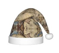 gbhJGK Chapeau de Noël festif pour enfants - Chapeau de Père Noël doux avec imprimé carte du monde antique - Couvre-chef unisexe pour Noël, Nouvel An